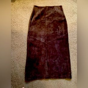 Brown suede a line skirt. Ann Taylor loft. Slim through knees with slight flare